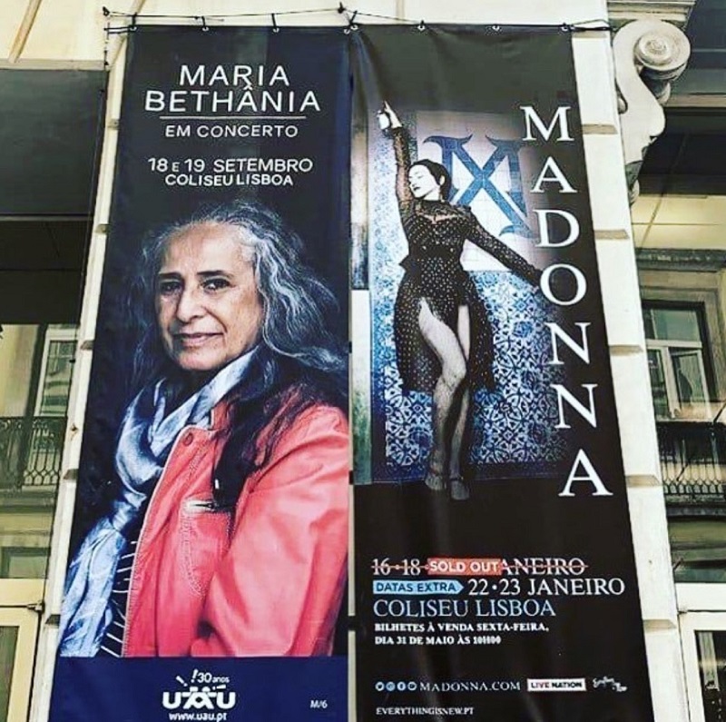 Shows de Bethânia em Lisboa são divulgados juntos com apresentações de Madonna